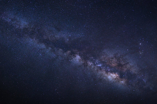 Milky Way galaxy, Long exposure photograph, with grain.High reso