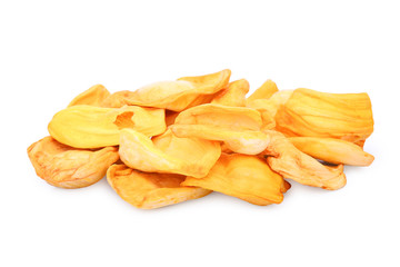 Dried jackfruit slices isolated on white