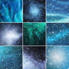 Obraz premium Blizzard, snowflakes and stars background