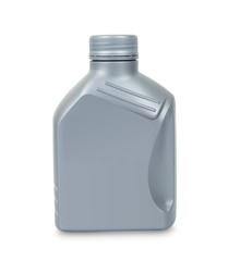 Canister with engine oil isolated on white background