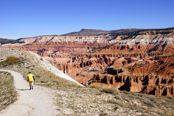Hiker walking along Spectra Poin