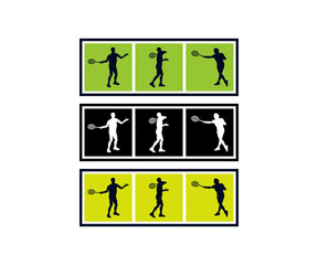 Athlete Tennis Silhouette Square Logo Design