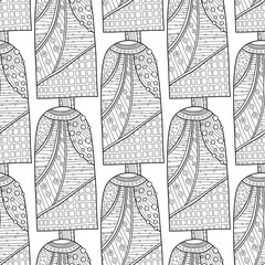Black white seamless pattern with decorative ice cream for coloring.