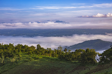 Obraz premium Mountain after raining with the fog.Doi Pha Mee, Chiang Rai, Tha
