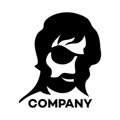 Male silhouette with glasses and a mustache with a beard logo