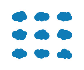 Silhouette Blue Cloud Vector Icon Set