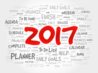 2017 Goals word cloud business concept background