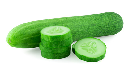 Cucumber sliced isolated on white background