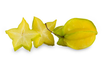 Sliced averrhoa carambola isolated on white background