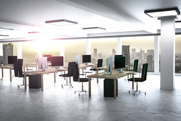 large modern urban office skyline 3d Illustration