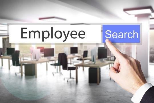 websearch new blue search button employee 3D Illustration