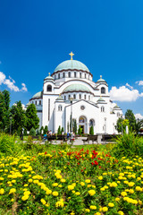 Fototapeta na wymiar Church of Saint Sava - Serbian Orthodox church located on the Vraсar plateau in Belgrade