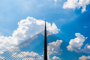 The Ada Bridge or alternatively Sava Bridge - a cable-stayed bridge over the Sava river in Belgrade, Serbia