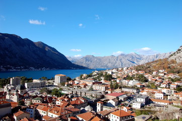 Fototapeta na wymiar View of the Bay of Kotor from above, Montenegro