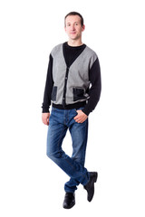 Fototapeta premium full length portrat of handsome middle aged man posing isolated