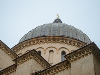 Fototapeta na wymiar The dome of the cathedral closeup.