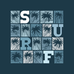 Surf typography posters. T-shirt fashion Design. Template for postcard, banner, flyer.