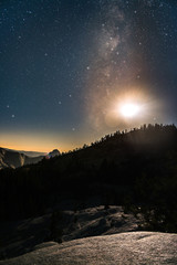 Milky Way and raising moon over