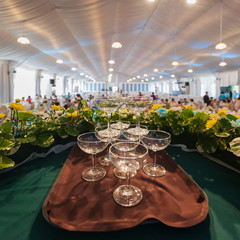 glasses of champagne on wedding party