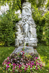 Grave of composer Johann Strauss  in  Cemetery in Vienna