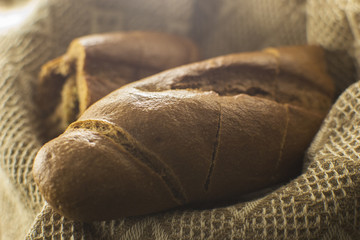 Rye bread in a basket