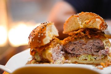 Fresh tasty beef burger close-up

