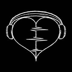 Musical heart headphones, fashionable logo, can be used as the label on the shirt, vector graphics for your creativity.