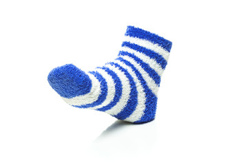 Blue Socks on White Background