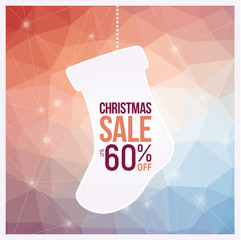 Christmas sock Sale Flyers gradient colors, blue gradient, orange gradient, poligon background