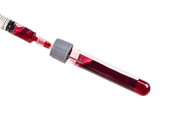 sample blood for test into blood tube.