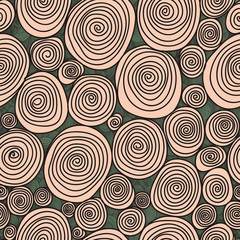 Abstract seamless flower, drawn with curls vector texture. Wallp