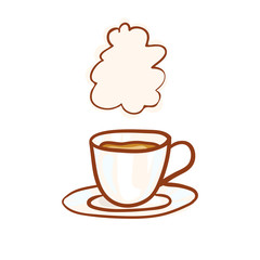 Coffee sketchy vector clipart, isolated on white. Vector design element for invitation or greeting card. Sketch for flyer, banner, ad, package, poster. Hand drawn cup of hot Coffee icon