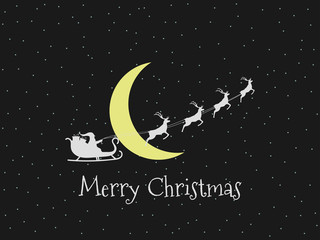 Obraz na płótnie Canvas Santa Claus in a sleigh on a background of the moon and stars. Santa's sleigh. Vector illustration.