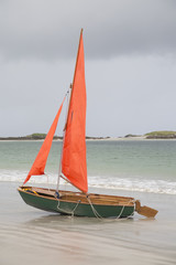 Sailing Boat on Glassillaun Beach, Connemara; Galway