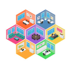 Obraz premium Isometric Office vector illustration