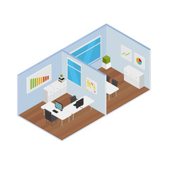 Fototapeta na wymiar Isometric Office vector illustration
