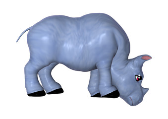 3D Rendering Blue Rhino on White