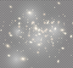 Vector glowing stars, lights and sparkles. Transparent effects