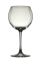 Empty wine glass isolated on white background.