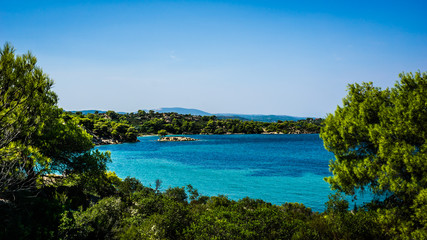 Fototapeta na wymiar Beautiful Panorama With Turquoise Water, Sithonia, Halkidiki, Greece