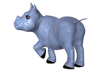 Fototapeta premium 3D Rendering Blue Rhino on White