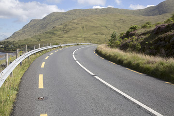 Open Road alongside Lough Killary Fjord Lake; Leenane, Connemara