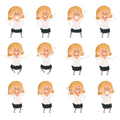Set of cartoon office women