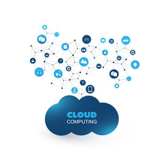 Cloud Computing, IoT, IIoT, Networking, Future Technology Concept Background, Creative Design Template with Icons - Illustration in Editable Vector Format 