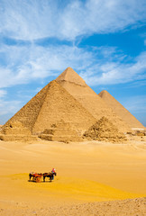 All Pyramids Together Egyptian Tourists Cart V - obrazy, fototapety, plakaty