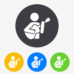 Icono plano guitarrista en circulo varios colores
