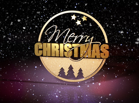 Merry Christmas - Typo - Emblem Schnee