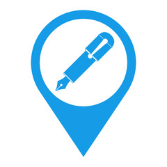 Icono plano localizacion pluma estilografica azul