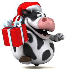 Naklejka premium Fun santa cow - 3D Illustration