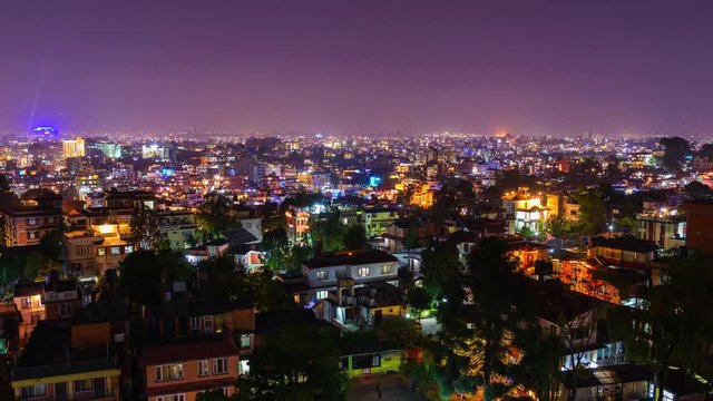 Timelapse of Kathmandu illuminated for Tihar festival, Nepal